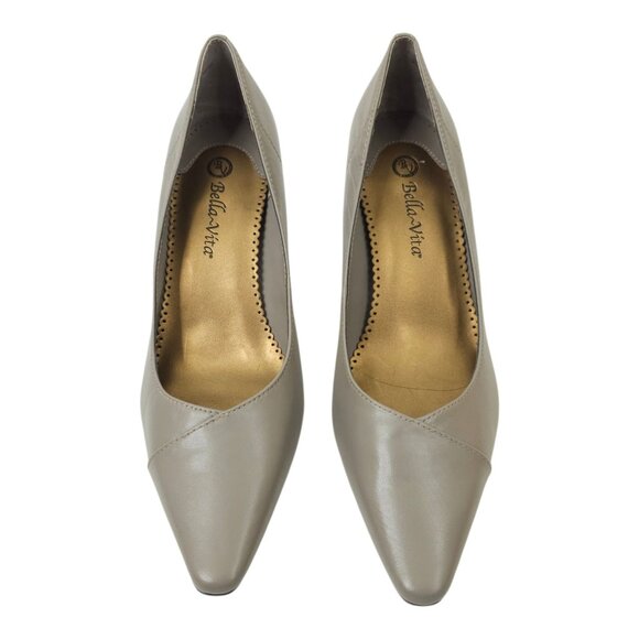 Bella Vita WOW Taupe Pump Womens Size 12 N Kitten Heel Leather Kidskin NEW - Picture 9 of 15